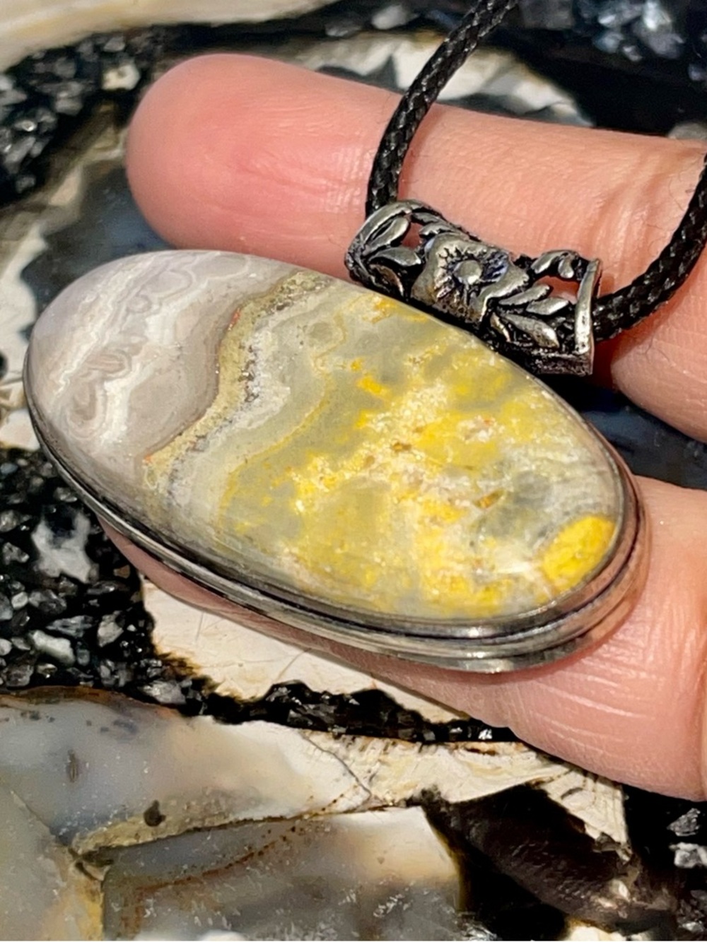 Gray & Yellow Bumblebee Jasper 1 1/4”x 2”